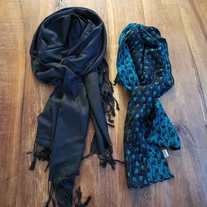 2 scarves-  with Maison de la Soie black and teal